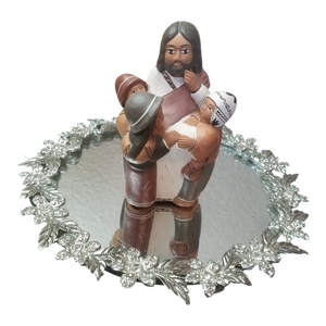 Gorgeous Signed Jesus Storyteller Terracotta Folk Art Figurine From Peru