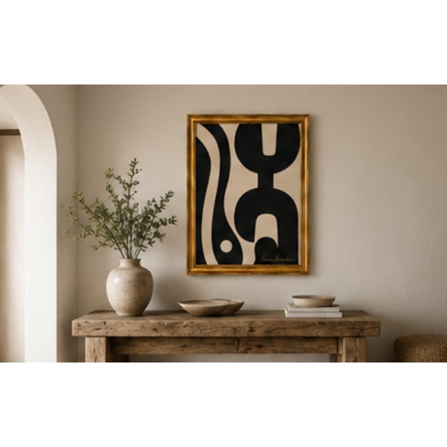 Desert Flow is an original abstract painting by Bryan Boomershine, featuring bold organic forms and a modern graphic...