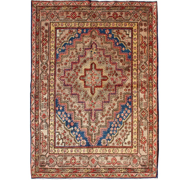 Colorful Antique Khotan Rug With Multi Layered Medallion 4'8 X 6'6 For Sale