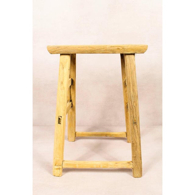 Vintage Rustic Stool in Elm Wood For Sale - Image 5 of 5