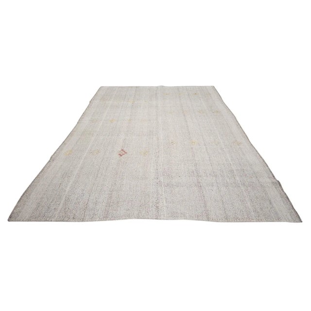 Handwoven vintage modern kilim rug from Adana region of Turkey. Approximately 55-65 years old. In very good condition.