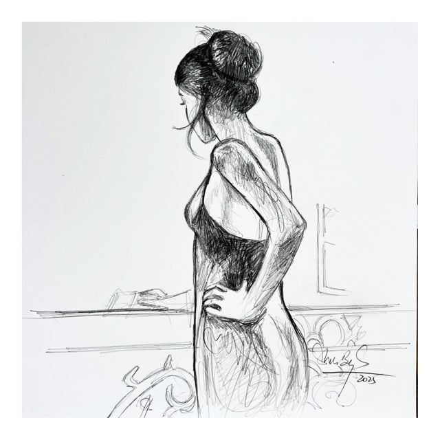 Missing Him ( the Girl ), Original Drawing by Shabs Beigh For Sale