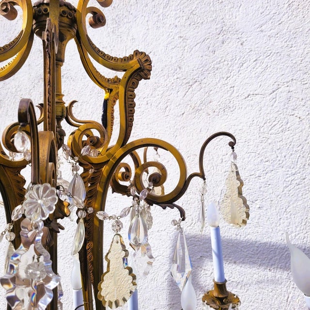 Large 20th Century Chandelier in Bronze and Crystal For Sale - Image 10 of 17