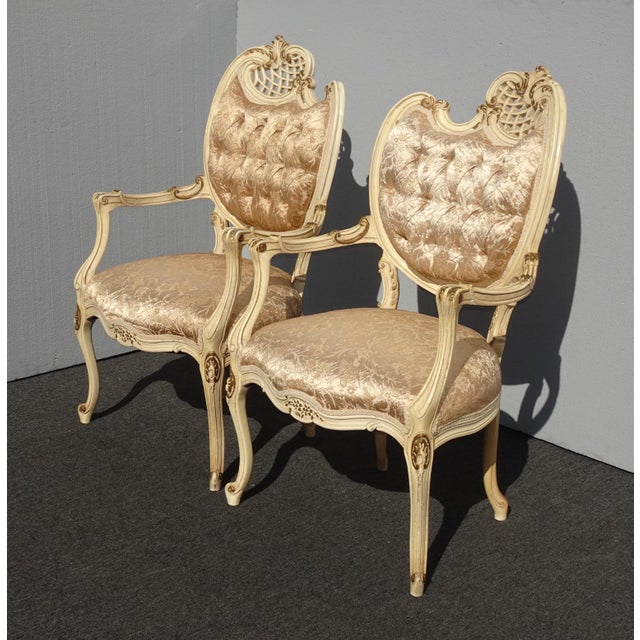 Pair Vintage French Provincial Louis XVI Rococo Off White ...
