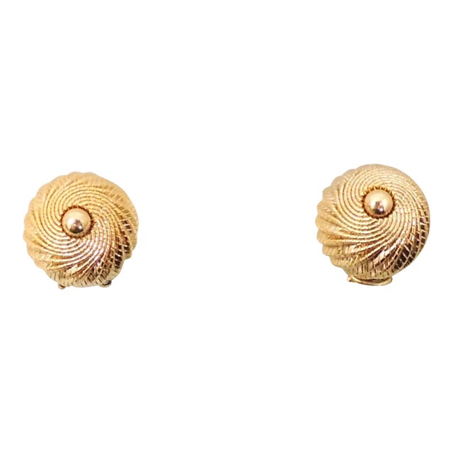 Vintage Signed Napier Goldtone Domed Clip Earrings - 2 Pieces For Sale