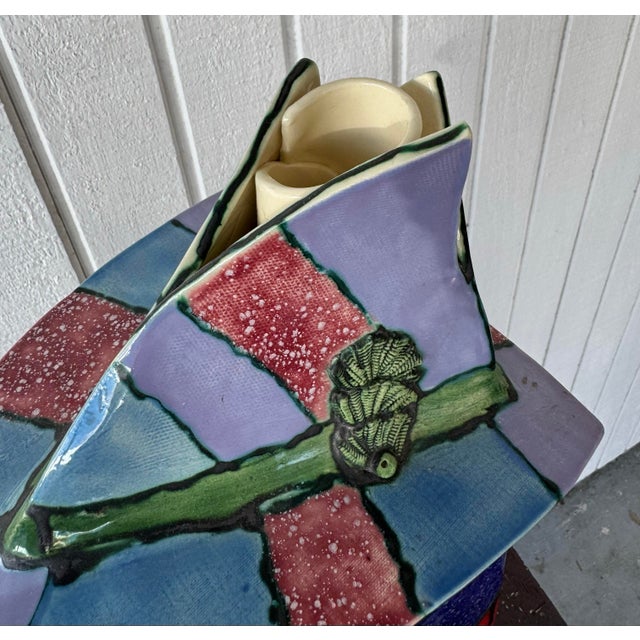 Late 20th Century Signed Post Modern Signed Large Facevase Face Vase For Sale - Image 5 of 6