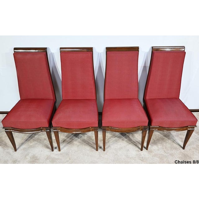 1940s Art Deco Dining Chairs in Beech attributed to J. Leleu for Maison Leleu, 1940s, Set of 8 For Sale - Image 5 of 18