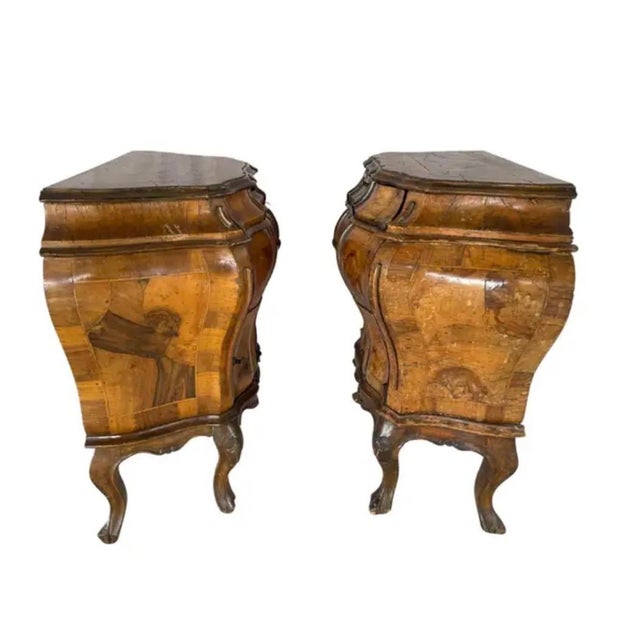 19th Century Italian Rococo Style Walnut Commodes, a Pair For Sale - Image 5 of 8