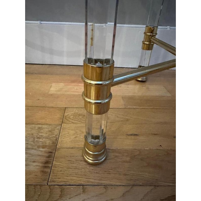 Italian Acrylic Glass and Lacquered Brass Side Tables, 1970, Set of 2 For Sale - Image 12 of 17