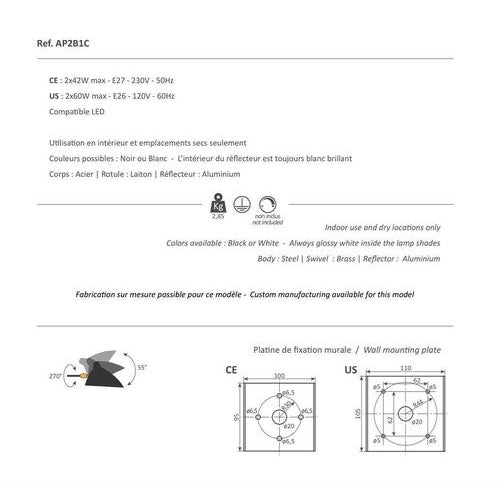 Modern Black Rotating Straight-Curved Arms Wall Lamp in Aluminum, Brass and Steel by Serge Mouille For Sale - Image 14 of 15