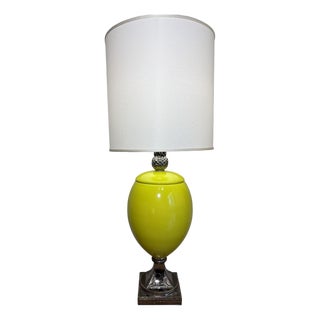 Ceramic Table Lamp with Platinum Decoration, 1980s For Sale