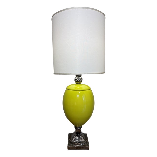 Ceramic Table Lamp with Platinum Decoration, 1980s For Sale