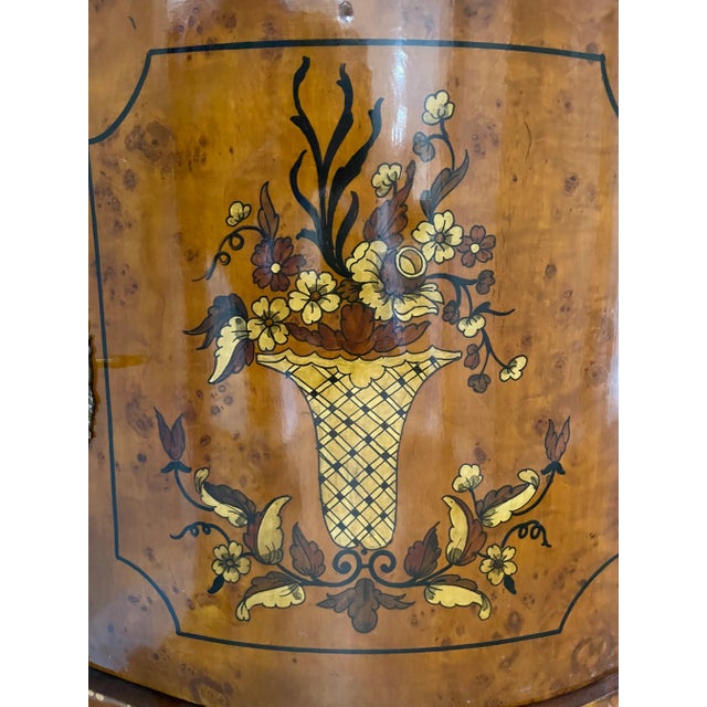 1990s Demi-Lune Accent Cabinet Italian Neoclassical Style Faux Marquetry For Sale In Phoenix - Image 6 of 12