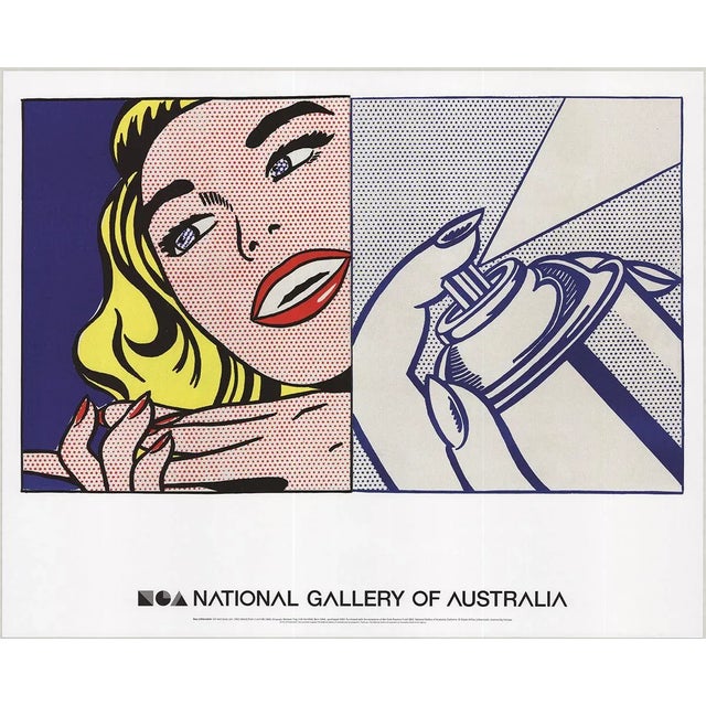 2013 Roy Lichtenstein 'Girl and Spray Can' Pop Art Multicolor, Red, Blue Australia Offset Lithograph For Sale