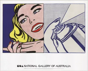 2013 Roy Lichtenstein 'Girl and Spray Can' Pop Art Multicolor, Red, Blue Australia Offset Lithograph