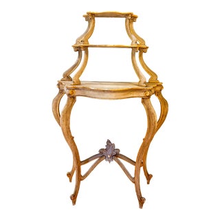 Rare 1960s Vintage 3 Tier Gold Leaf Wooden French Etagere. For Sale