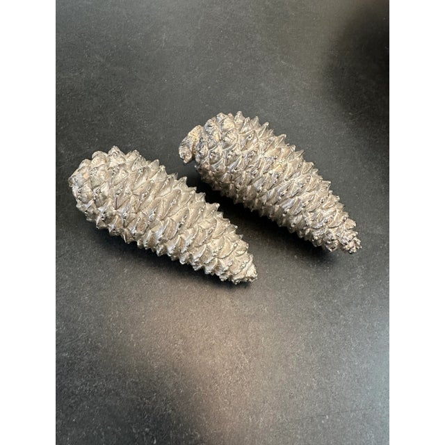 Gumps Vintage 1980’s Gumps Italian Solid Metal Pinecone Objets- a Pair For Sale - Image 4 of 8
