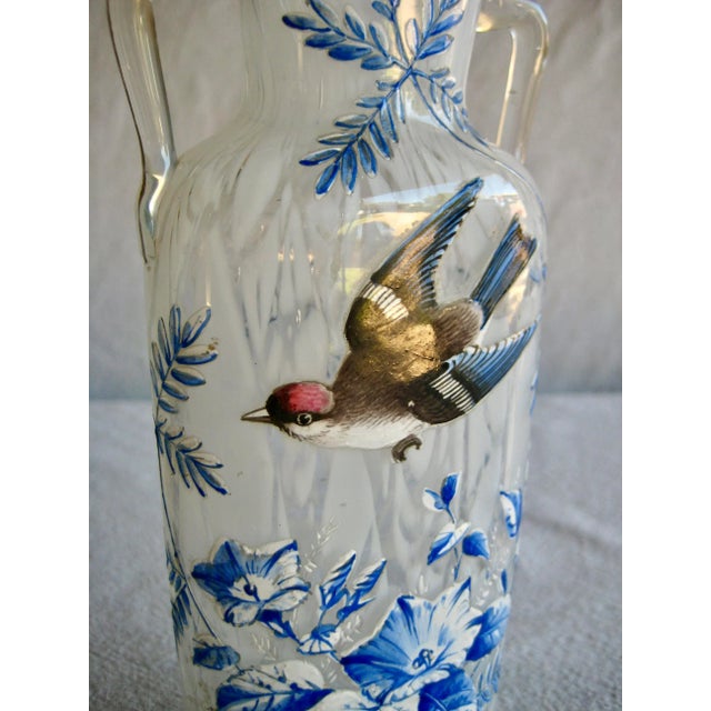 Art Nouveau Late 19th Century French Art Nouveau Vase With a Enameled Bird For Sale - Image 3 of 10