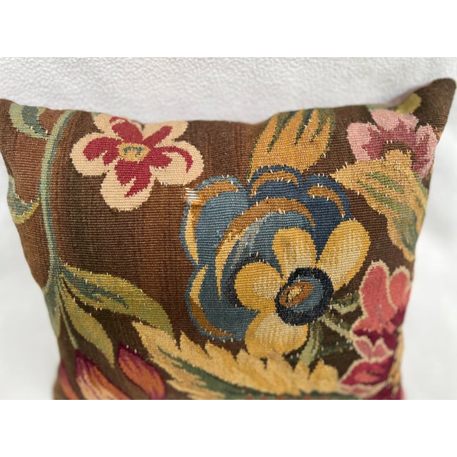Traditional Pillow Upholstered With 19th Century Tapestry For Sale - Image 3 of 7