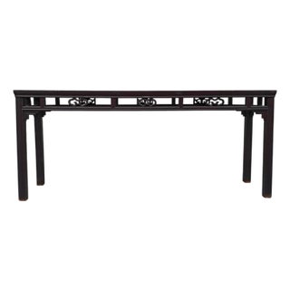 Early 19th Century Chinese Elm Console Table With Openwork Apron For Sale