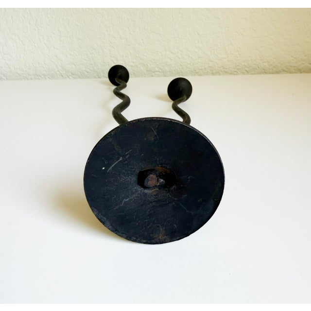 Late 20th Century Postmodern Wrought Iron Wavy Candle Holder For Sale - Image 5 of 8