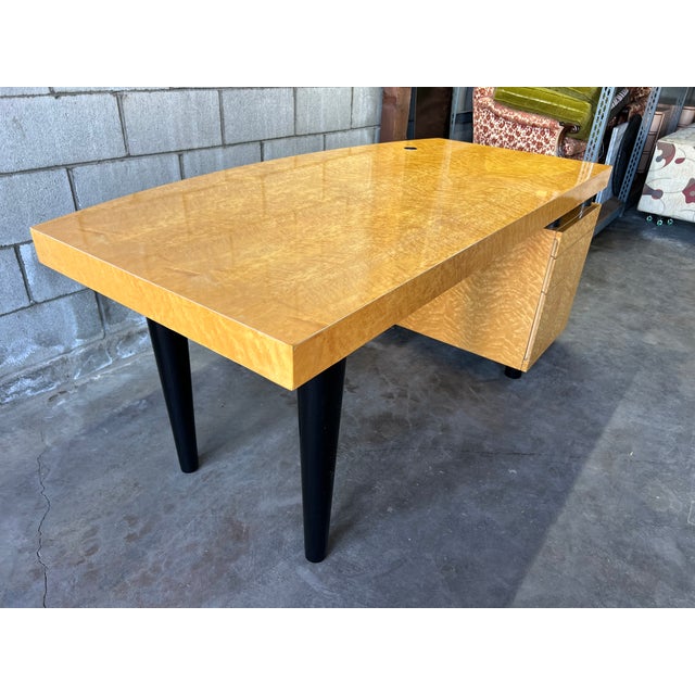 Striking postmodern executive desk designed by Leon Rosen for Pace Collection as part of the Boca line. The desk showcases...