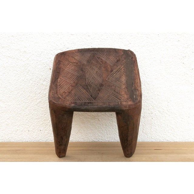 Wood Vintage Market Day Carved Stool For Sale - Image 7 of 9