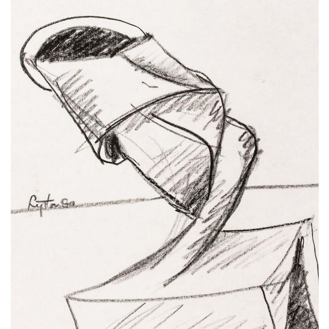 Seymour Lipton (American, 1903-1986), Abstract Expressionist Sculpture Study Sketch, Oil Crayon on Paper, 1980, signed and...