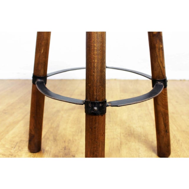 Brown Brutalist Stool in Wood, 1960s For Sale - Image 8 of 11