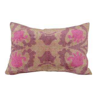 Silk Uzbek Ikat Velvet Hand Made Pillow Cushion For Sale