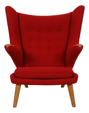 Papa Bear Chair in Red Hallingdal Fabric by Hans Wegner, 1980s
