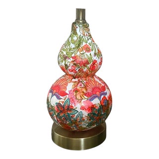 Art Nouveau Table Lamp in a Vibrant Floral Pattern (14 in From Socket to Base) For Sale