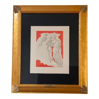 An Authentic Woodblock Print By Salvador Dali, Framed, 1964 For Sale