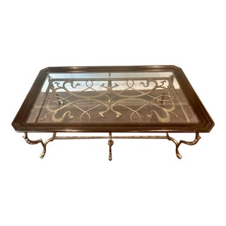 VTG Klaussner Metal and Glass Top Coffee Table For Sale