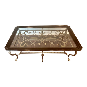VTG Klaussner Metal and Glass Top Coffee Table