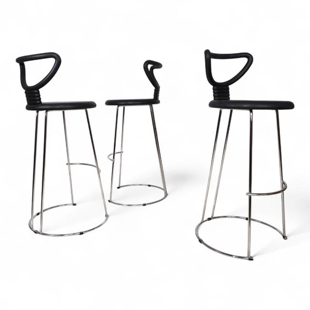 Postmodern Bar Stools by Nobu Tanigawa for Fasem Italia, 1990s, Set of 3 For Sale - Image 6 of 18