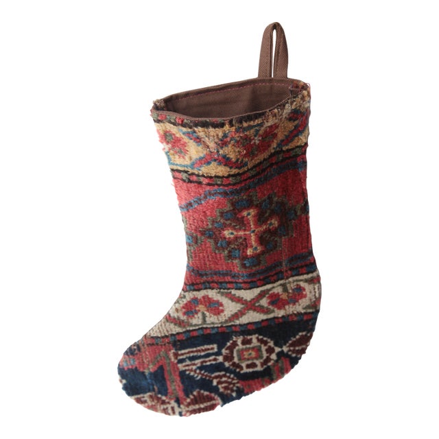 Handmade Kilim Stocking From Vintage Rug – Festive Boho Luxe For Sale