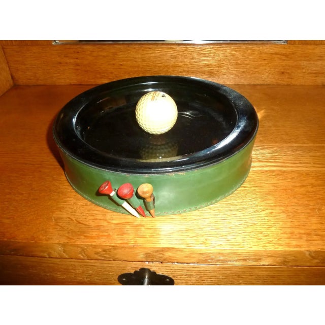 Green Vintage Golf Penfold Leather Ashtray With Tees For Sale - Image 8 of 12