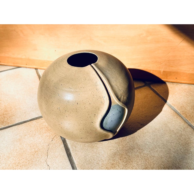Sculptural Handmade Ceramic Vase with Central Glazed Window, Germany, 1980s For Sale - Image 6 of 13