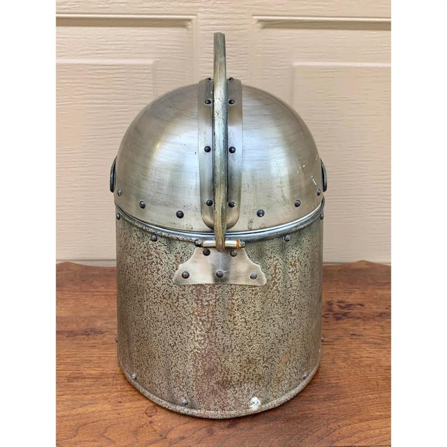 Silver Late 20th Century Pewter Knight’s Helmet Ice Bucket For Sale - Image 8 of 12