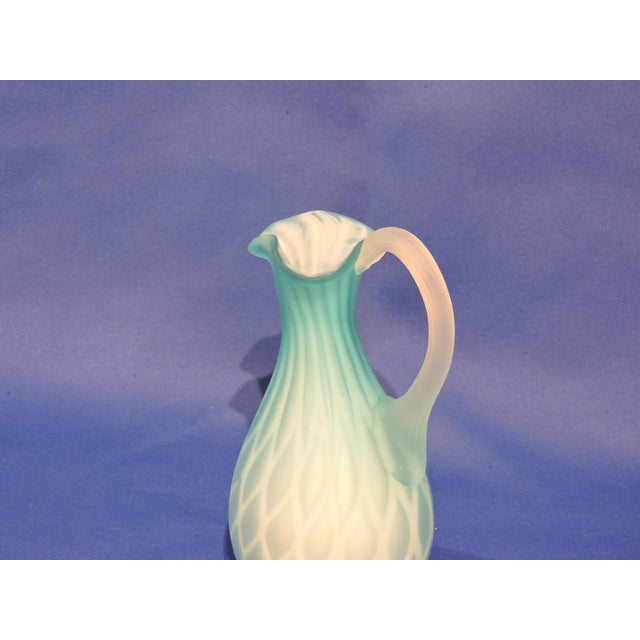 Victorian Circa 1880 Mt. Washington Glass House Venetian Style Hand Blown Cased Satin Blue Glass Cruet For Sale - Image 3 of 10