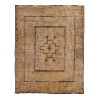Oversized Vintage Tuareg Rug With Medallion in Beige & Brown - Rug & Kilim For Sale