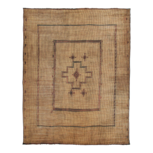 Oversized Vintage Tuareg Rug With Medallion in Beige & Brown - Rug & Kilim