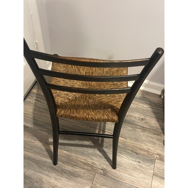 Black Mid-Century Modern Attributed to Gio Ponti Model 646 "Leggera" Chair for Cassina – Pristine Rush Seat For Sale - Image 8 of 8