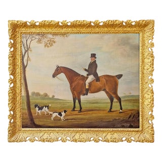 William Nedham, Bay Horse and Hounds, 1826, Oil Painting on Canvas, Framed For Sale