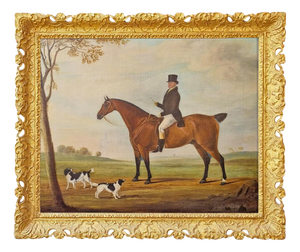 William Nedham, Bay Horse and Hounds, 1826, Oil Painting on Canvas, Framed