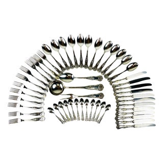 Vintage Silver Cutlery Set, Italy, 1960s, Set of 51 For Sale