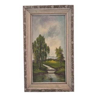 Vintage Signed Landscape Oil Painting on Board, Circa 1960s For Sale