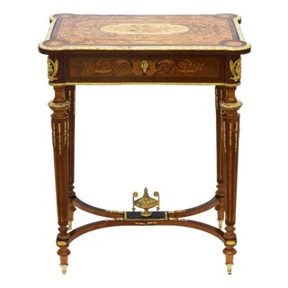 French Writing Desk with Marquetry and Gilt Bronze Mounts For Sale
