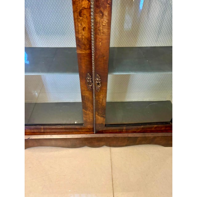 Antique Victorian Figured Burr Walnut & Marquetry Inlaid Display Cabinet, 1860s For Sale - Image 14 of 17